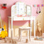 Conjunto de Tocador para Niños con Espejo Triple Plegable - Blanco