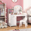Conjunto de Mesa y Silla de Tocador para Niños con Almacenamiento - Blanco