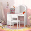 Conjunto de Mesa y Silla de Tocador para Niños con Almacenamiento - Blanco