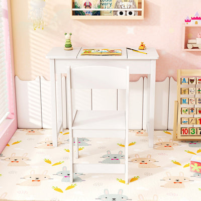 2-in-1 Kids Vanity Makeup Table and Chair Set - White