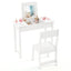 2-in-1 Kids Vanity Makeup Table and Chair Set - White