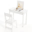 2-in-1 Kids Vanity Makeup Table and Chair Set - White