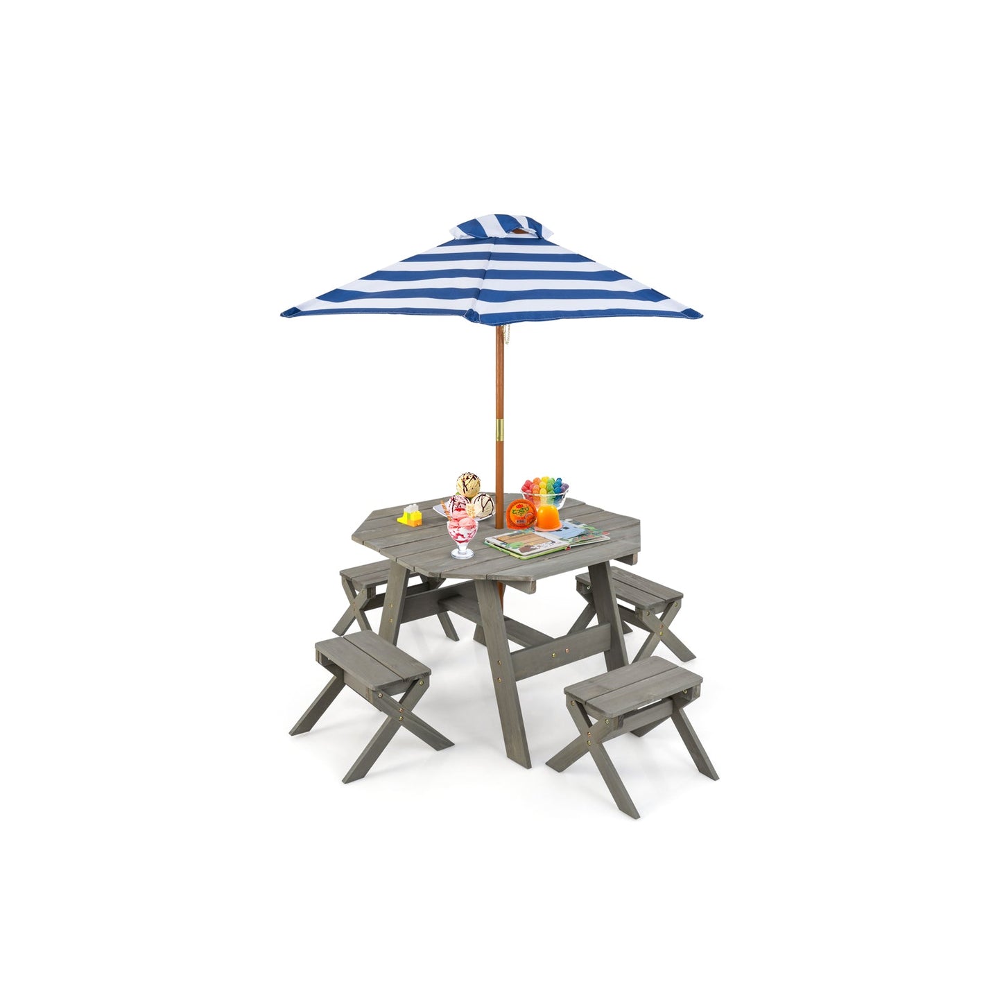 Kids Wooden Table Set for Children Aged 3+ Years - Gray