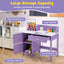Ensemble de mobilier d'écriture en bois pour enfants avec tiroir et rangement - Violet
