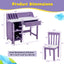 Ensemble de mobilier d'écriture en bois pour enfants avec tiroir et rangement - Violet