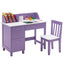 Ensemble de mobilier d'écriture en bois pour enfants avec tiroir et rangement - Violet