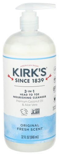 Kirk's 3-in-1 Castile Liquid Cleanser - 32 oz Pump - Korvel