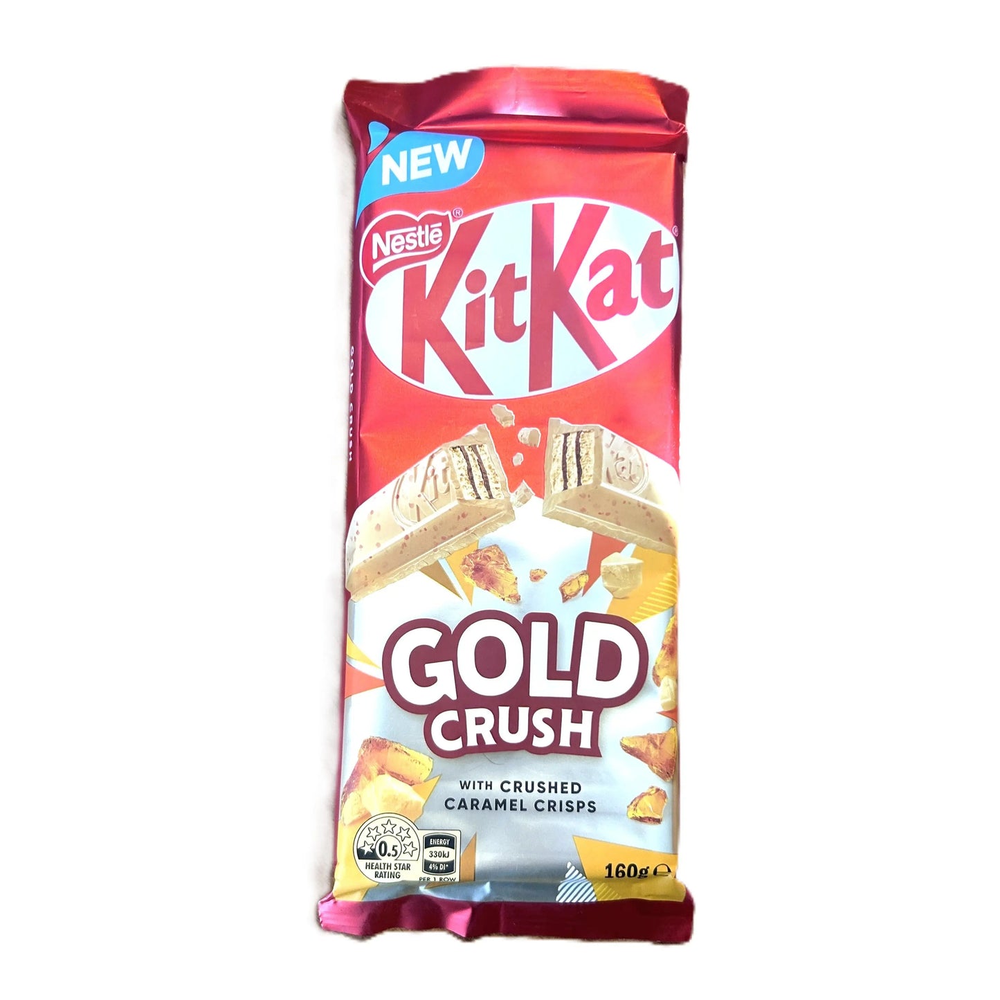 KitKat Gold Crush Chocolate Wafer Bar with Caramel Crisps 160g