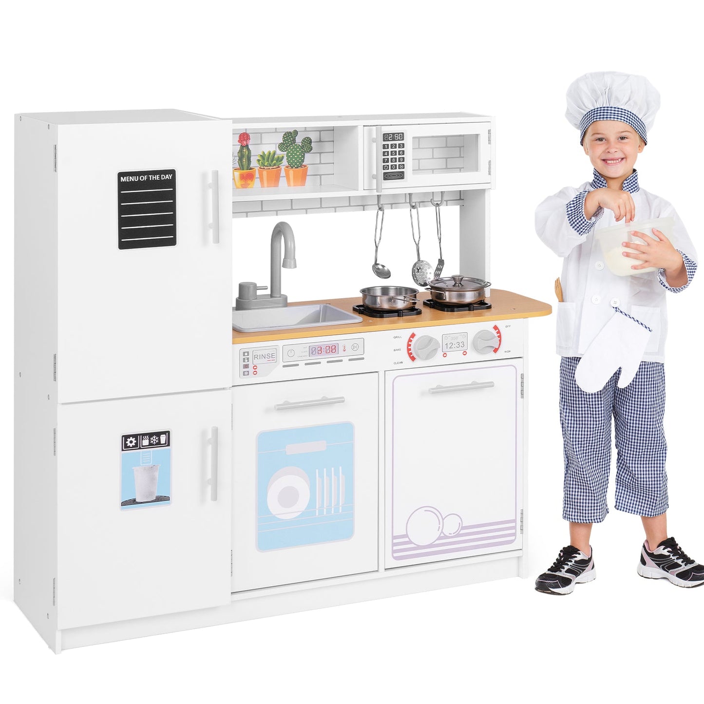 Toddler Pretend Play Kitchen Toy with Stove - White