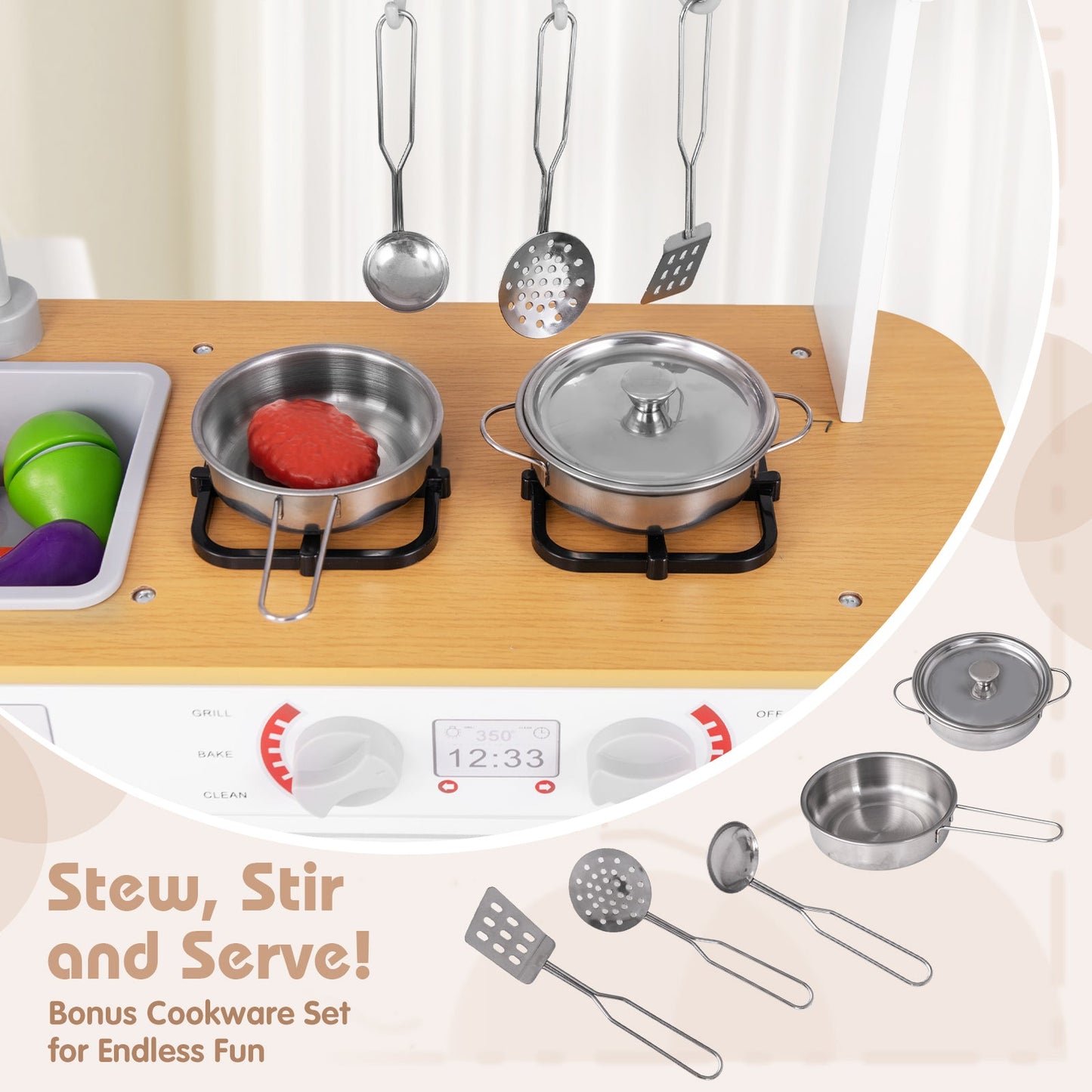 Toddler Pretend Play Kitchen Toy with Stove - White