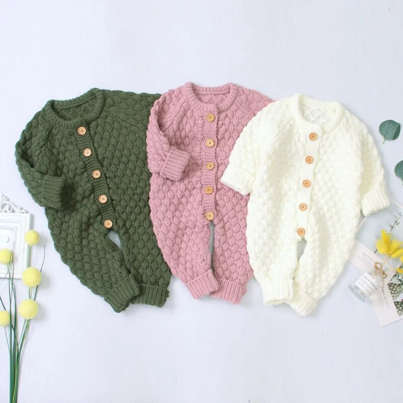 Cozy Winter Knitted Baby One-Piece