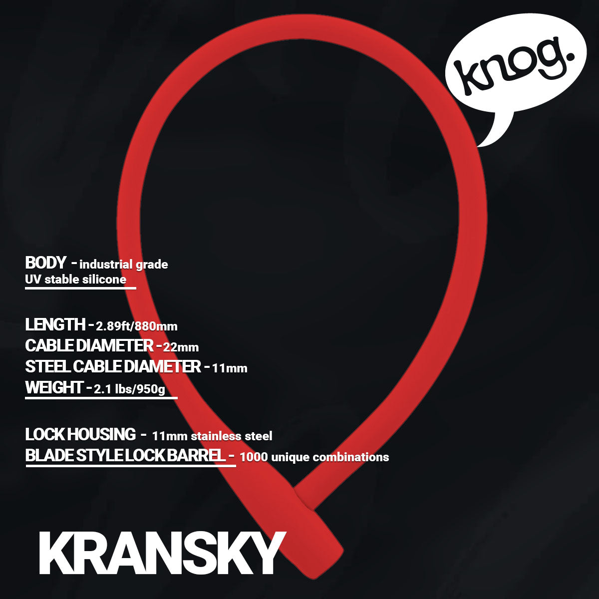Knog Kransky Cable Lock - Premium Bicycle Security