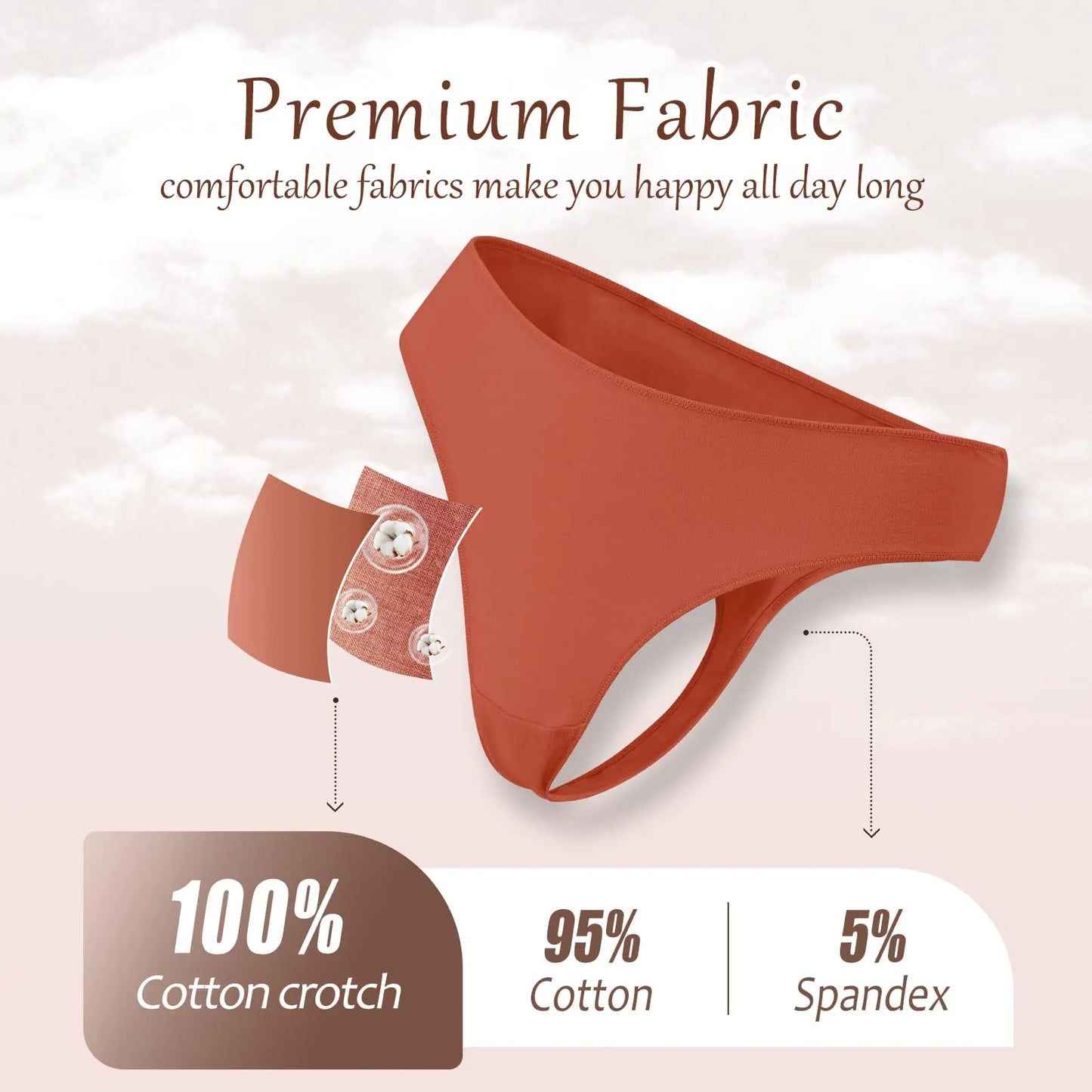 Tanga de Algodón Premium para Mujeres - Paquete de 6