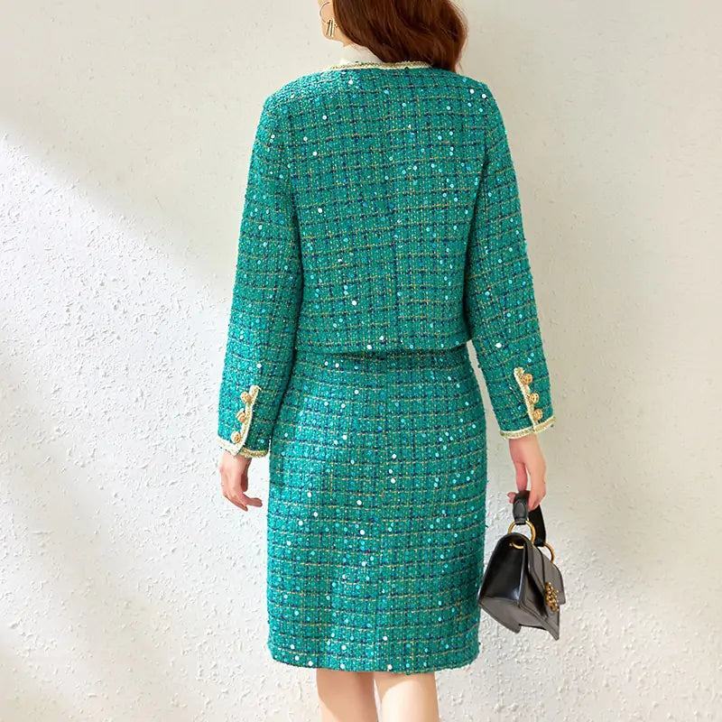 Ensemble de Robe en Tweed d'Hiver Runway