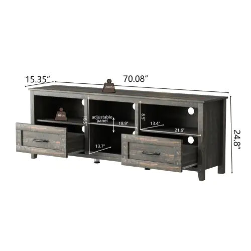 Meuble TV élégant de 70 pouces avec rangement pour le salon et la chambre