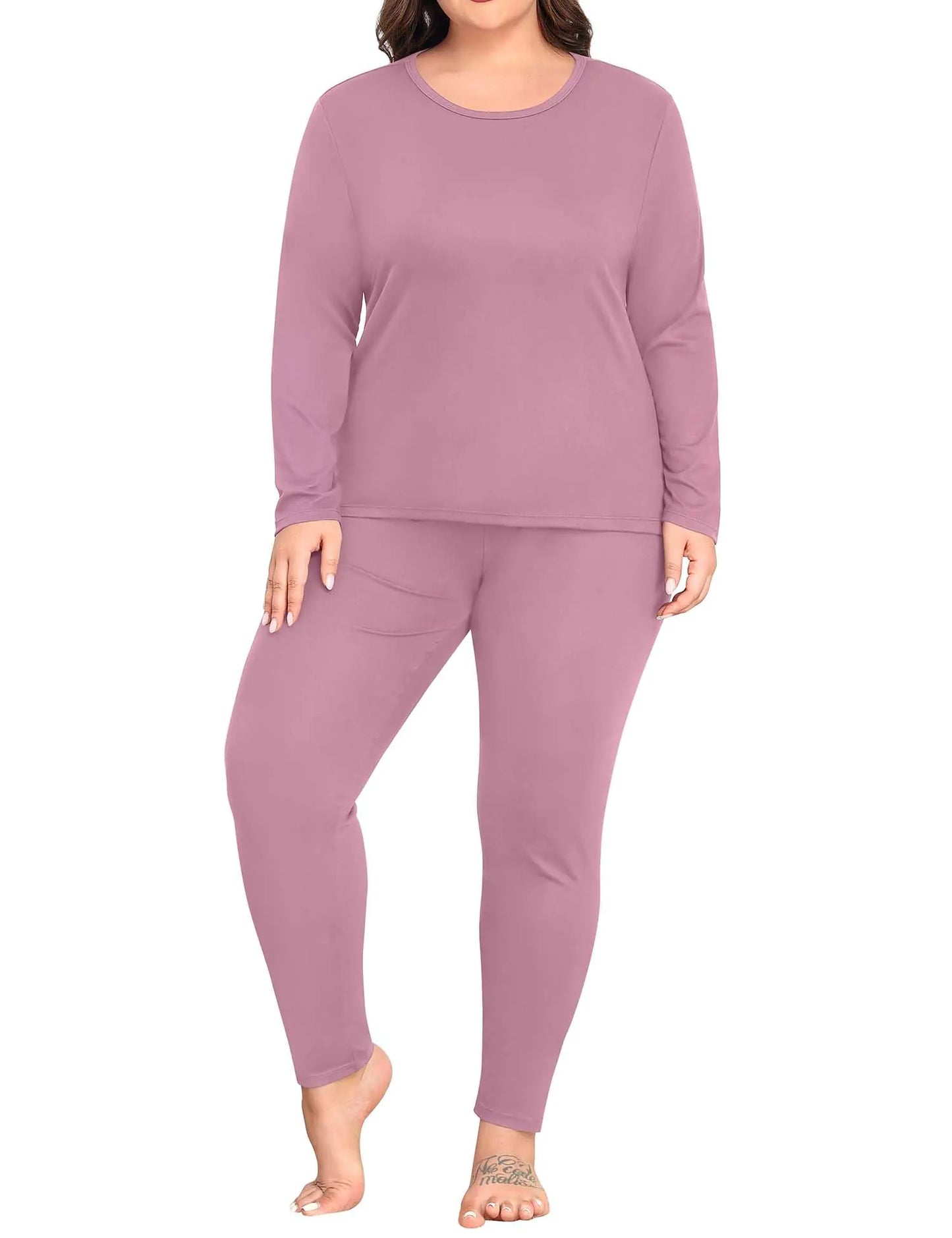 Ensemble de sous-vêtements thermiques grande taille SWOMOG pour femmes - Long Johns