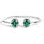 Sterling Silver White Topaz and Green Emerald Floral Bangle Bracelet