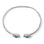 Sterling Silver White Topaz and Green Emerald Floral Bangle Bracelet