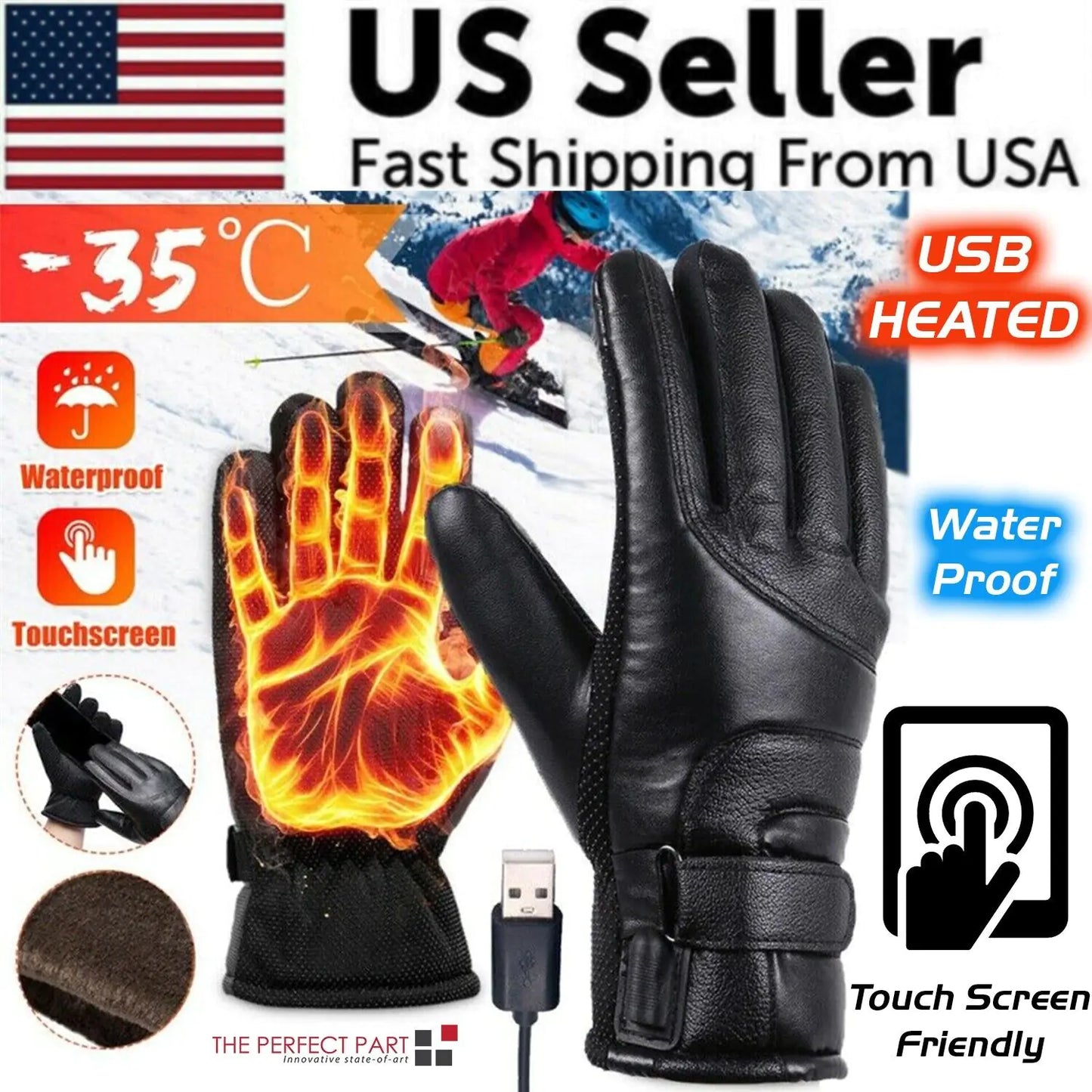 USB Heated Gloves for Winter: Thermal Ski & Snow Protection