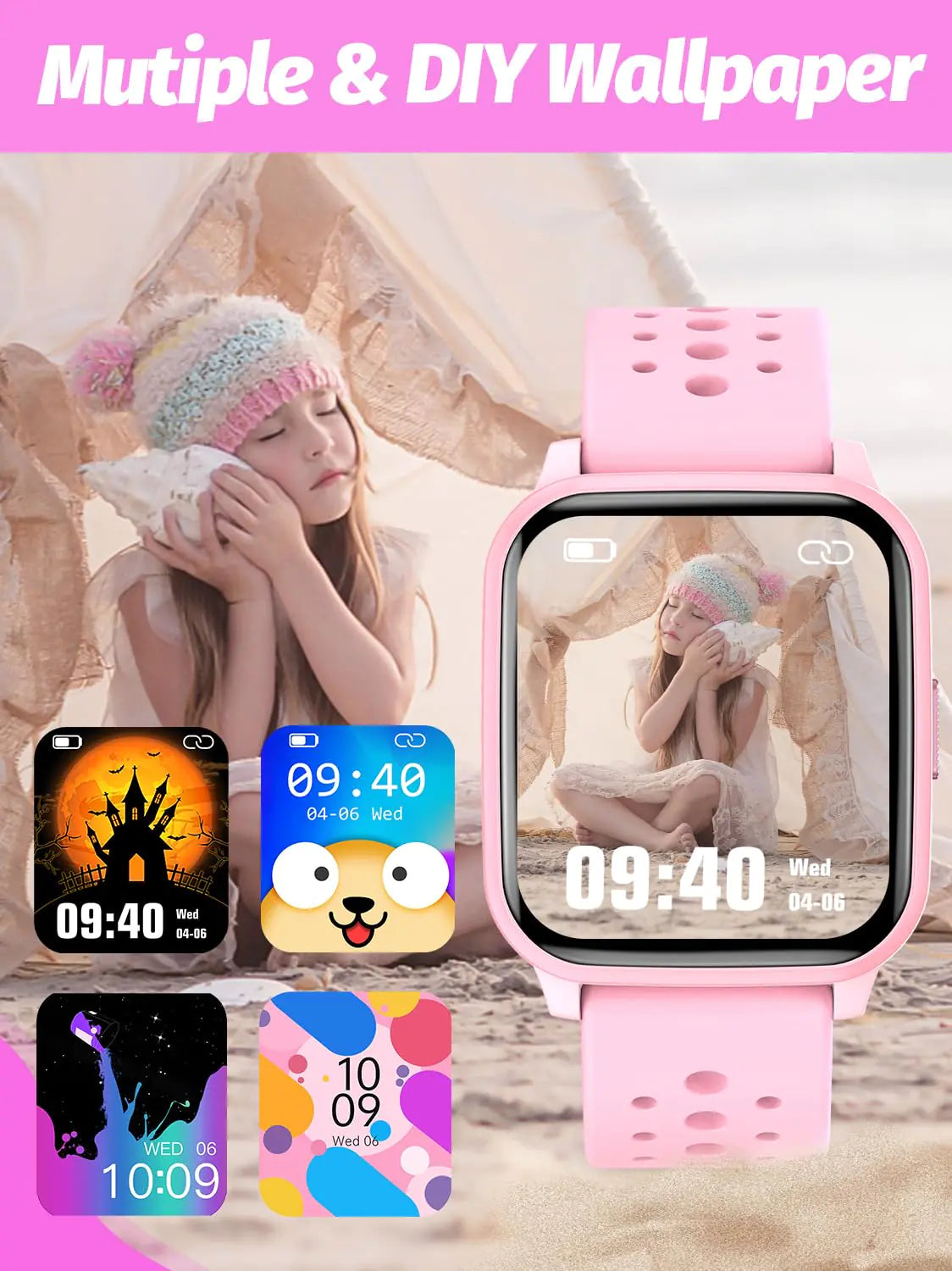 Reloj Inteligente para Niños de 4 a 16 Años - Rosa