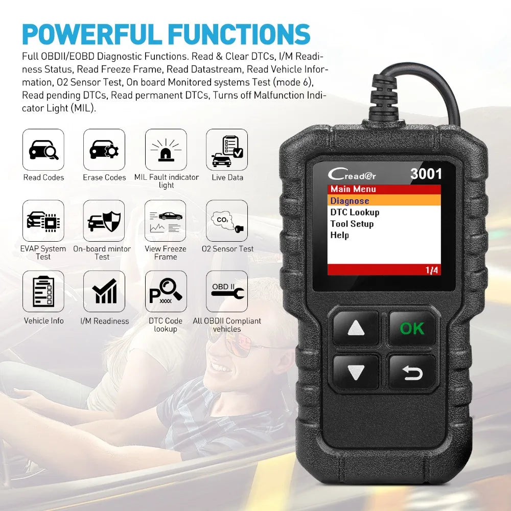 X431 Creader 3001 OBD2 Code Reader for Vehicle Diagnostics