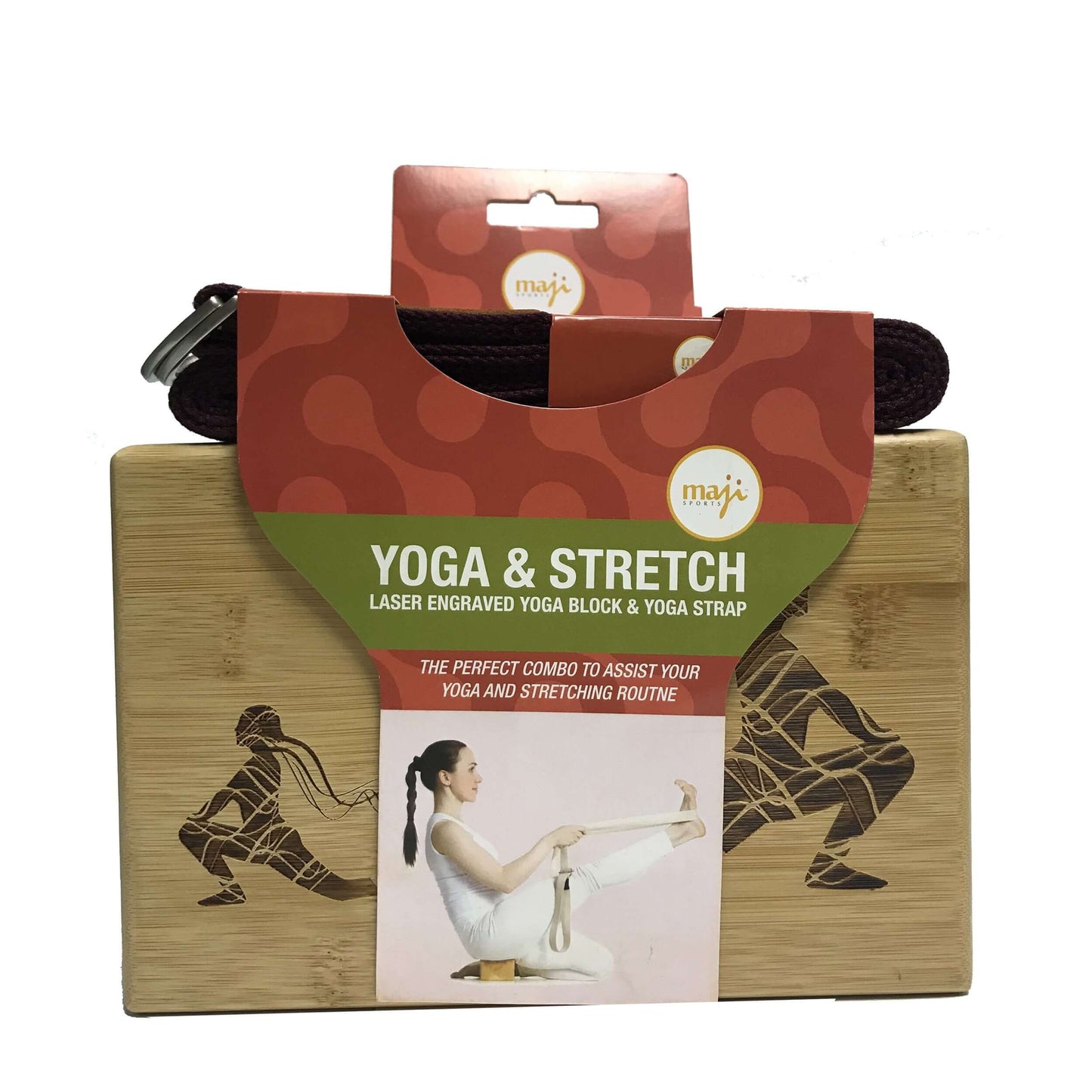 Juego de Bloque de Yoga y Correa de Bambú Grabado a Láser