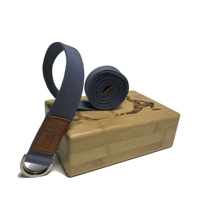 Laser Engraved Bamboo Yoga Block & Strap Set