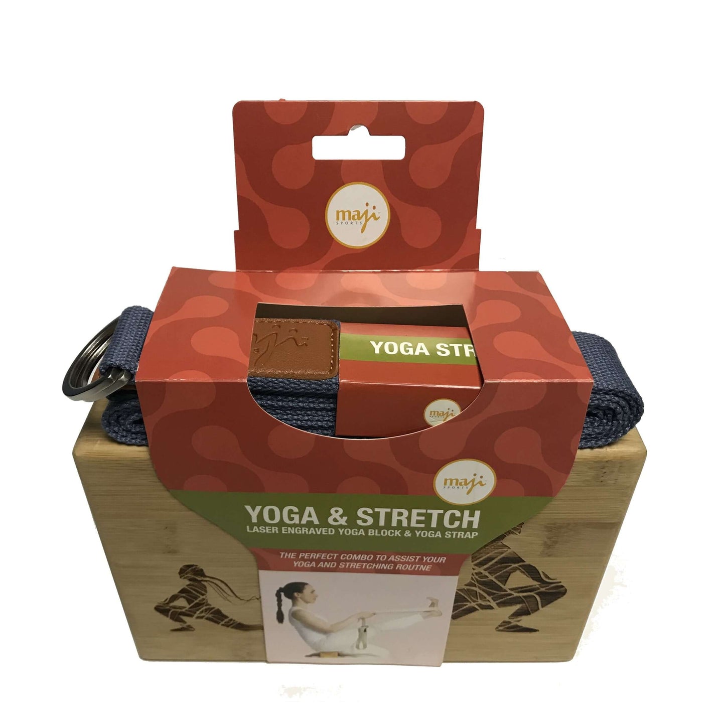 Juego de Bloque de Yoga y Correa de Bambú Grabado a Láser