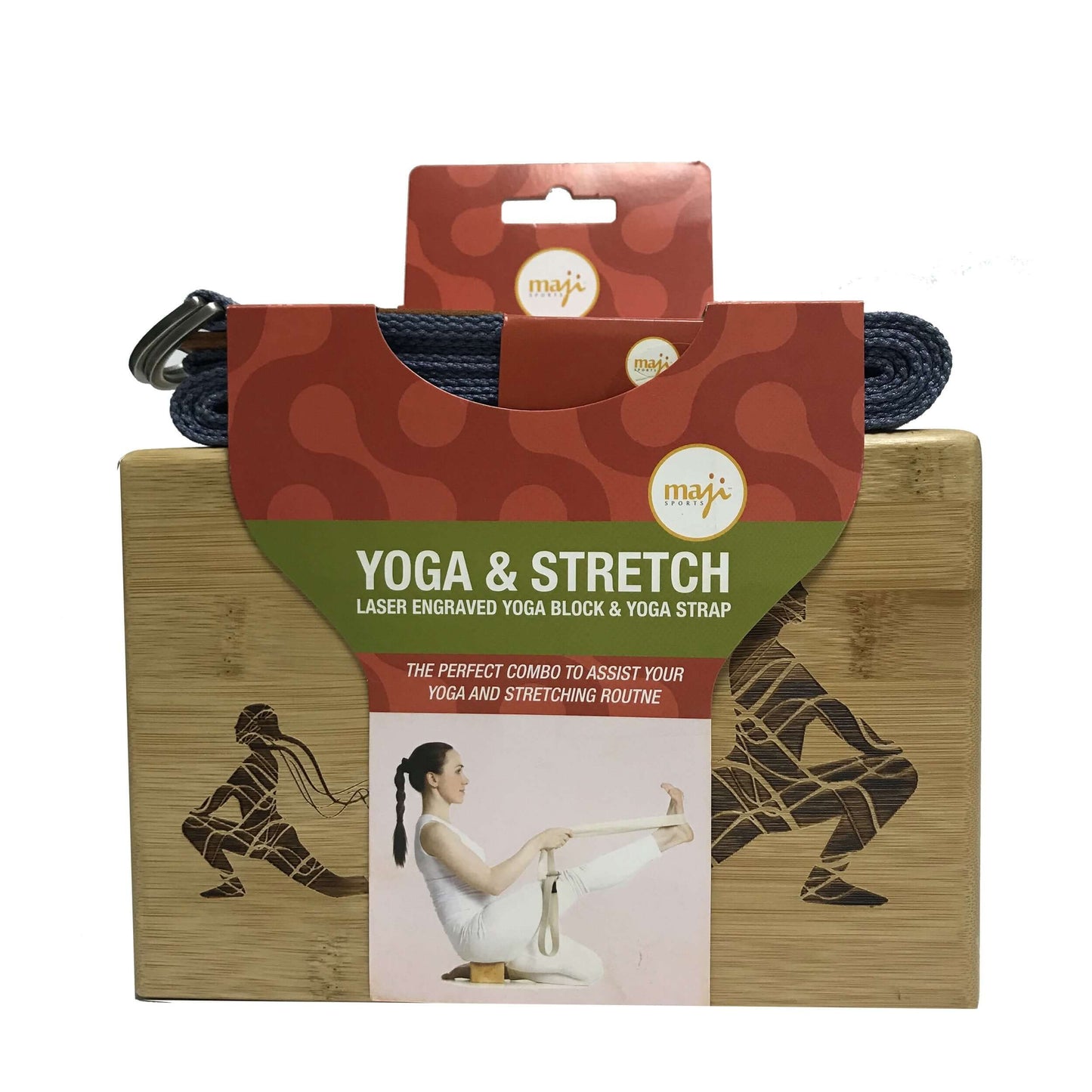 Juego de Bloque de Yoga y Correa de Bambú Grabado a Láser
