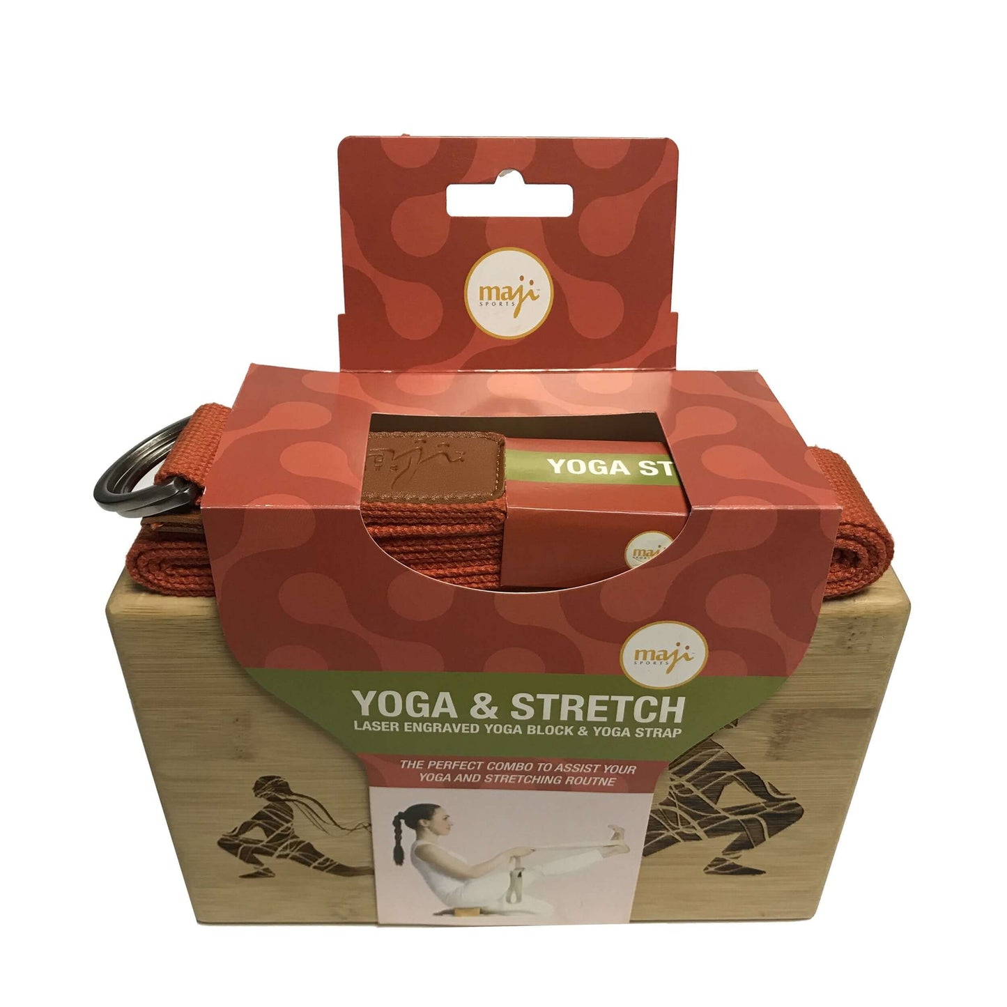 Juego de Bloque de Yoga y Correa de Bambú Grabado a Láser