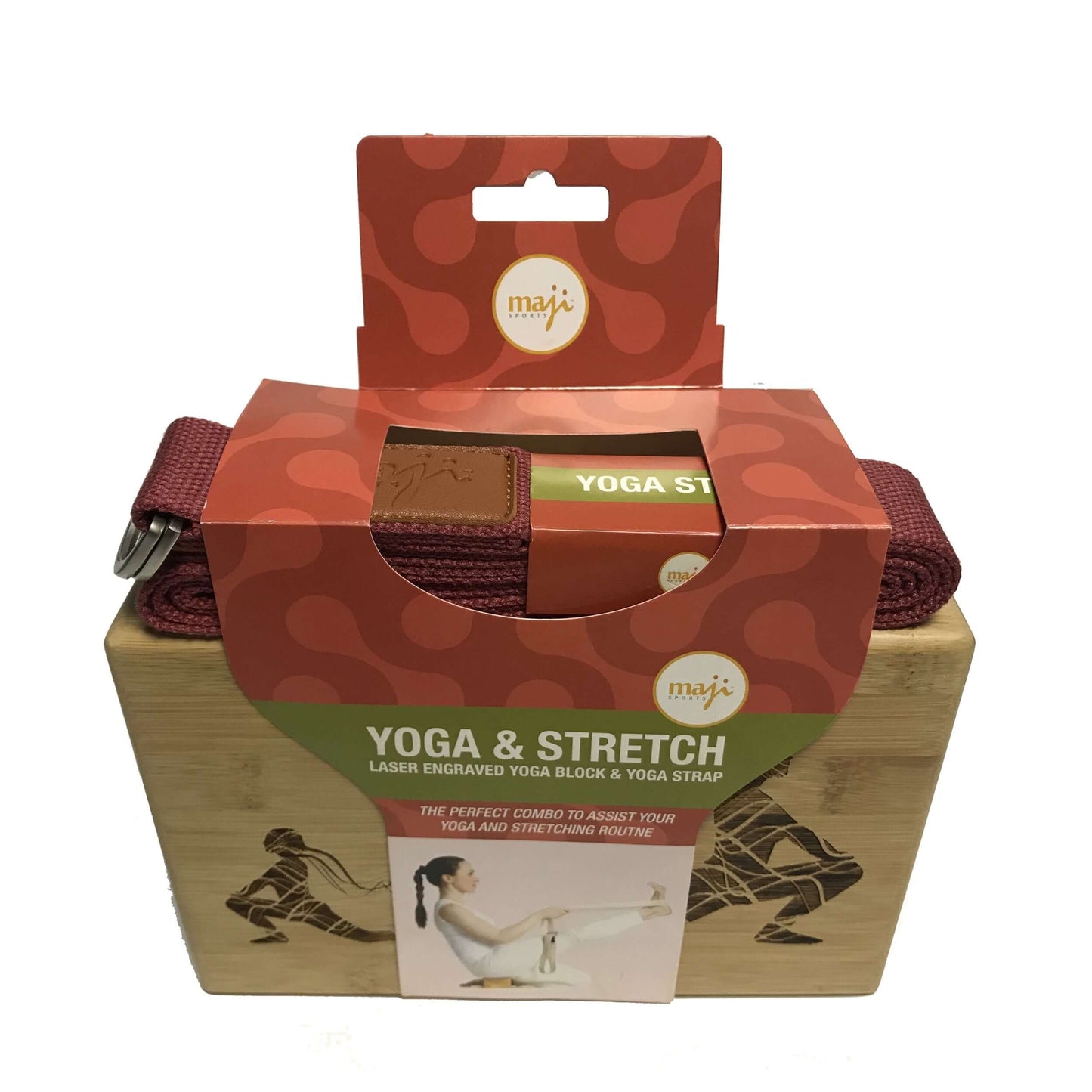 Juego de Bloque de Yoga y Correa de Bambú Grabado a Láser