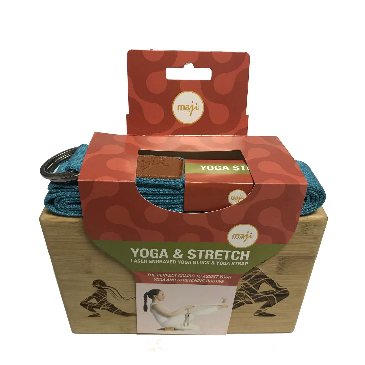 Juego de Bloque de Yoga y Correa de Bambú Grabado a Láser