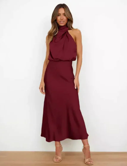 Elegant Women's Maxi Dress in Luxurious Satin