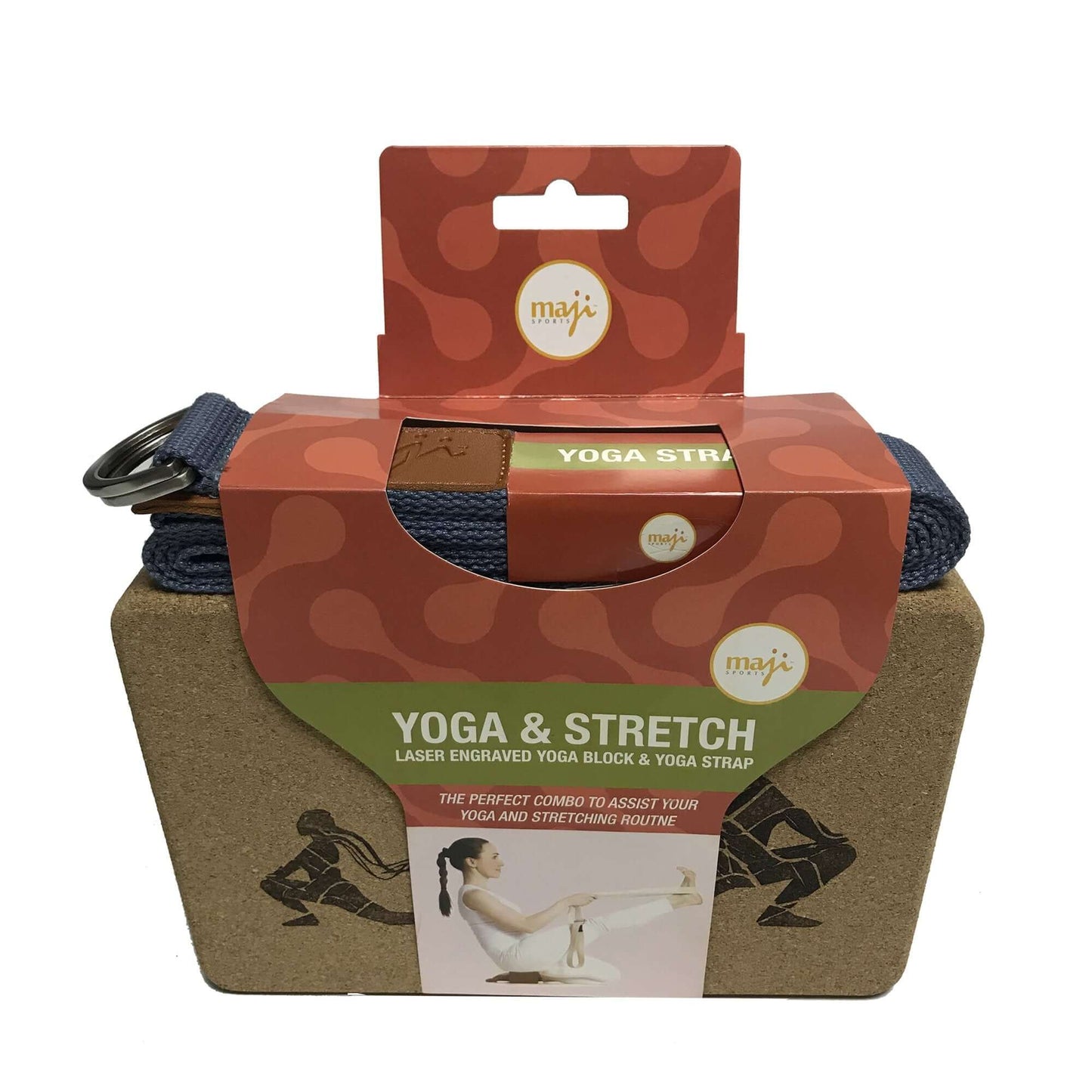 Laser Engraved Cork Yoga Block & Strap Set