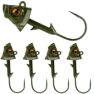 Premium Reaction Tackle Lead Fish Head Jigs - 5-Pack