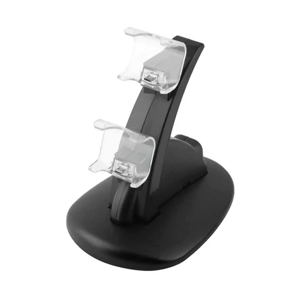 LED Dual USB Charging Charger Dock Stand Cradle Docking Station for Sony Playstation 4 PS4 Game Gaming Console Controller - Korvel