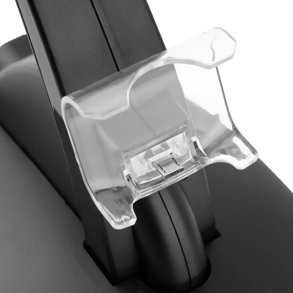 LED Dual USB Charging Charger Dock Stand Cradle Docking Station for Sony Playstation 4 PS4 Game Gaming Console Controller - Korvel
