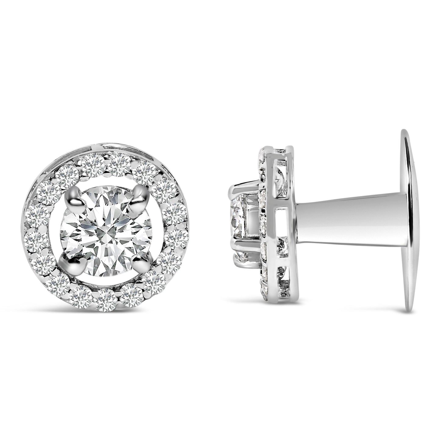 Boutons de manchette en or blanc 14K avec diamants cultivés en laboratoire