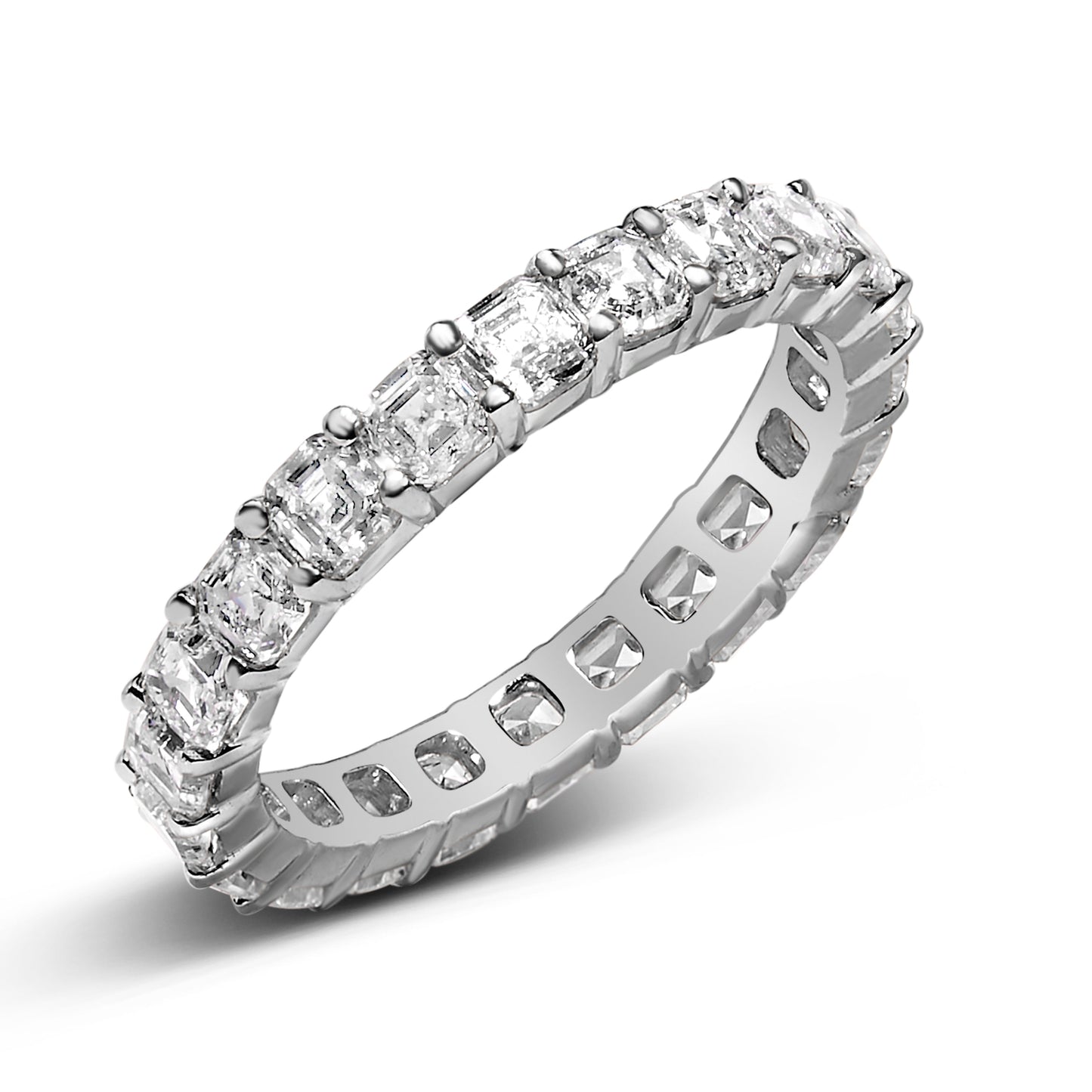 14K White Gold Asscher Cut Lab Grown Diamond Eternity Band Ring - Size 5.5