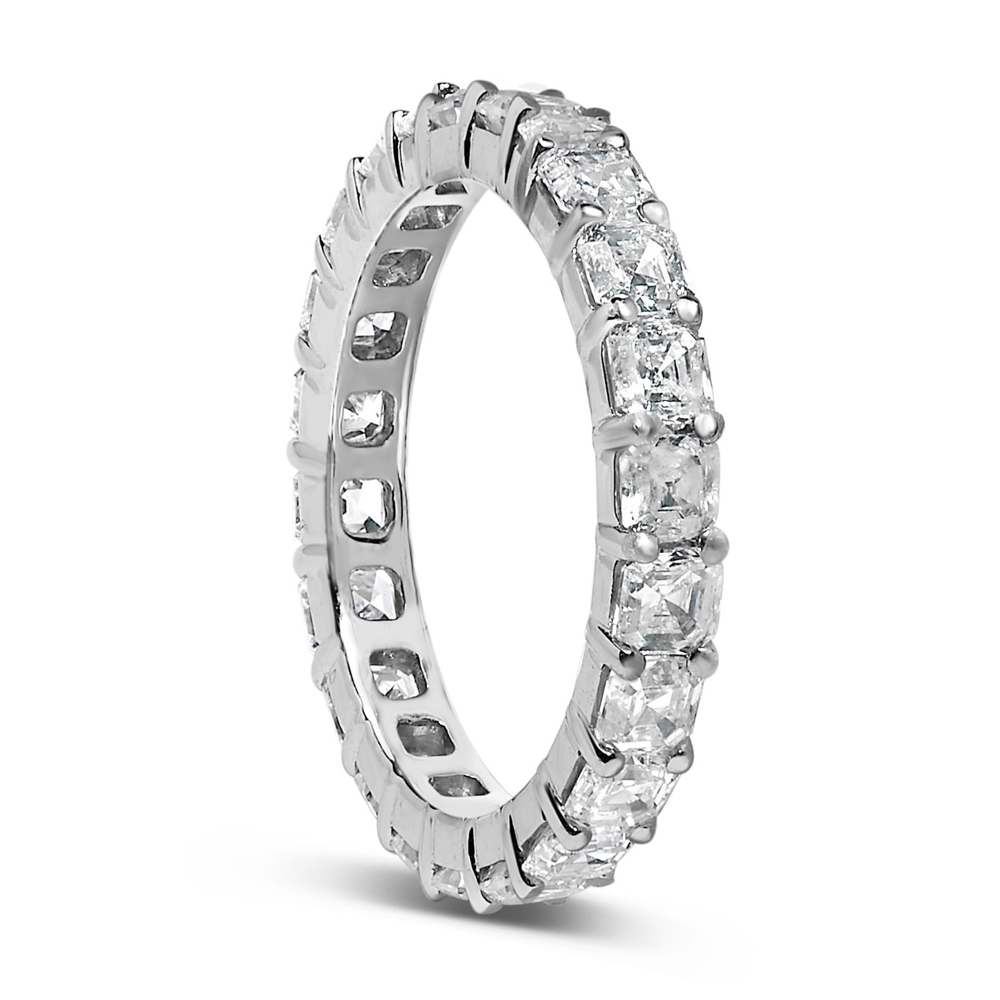14K White Gold Asscher Cut Lab Grown Diamond Eternity Band Ring - Size 5.5