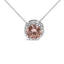 Collar con colgante de diamante rosa en halo de oro blanco de 14K - 17"