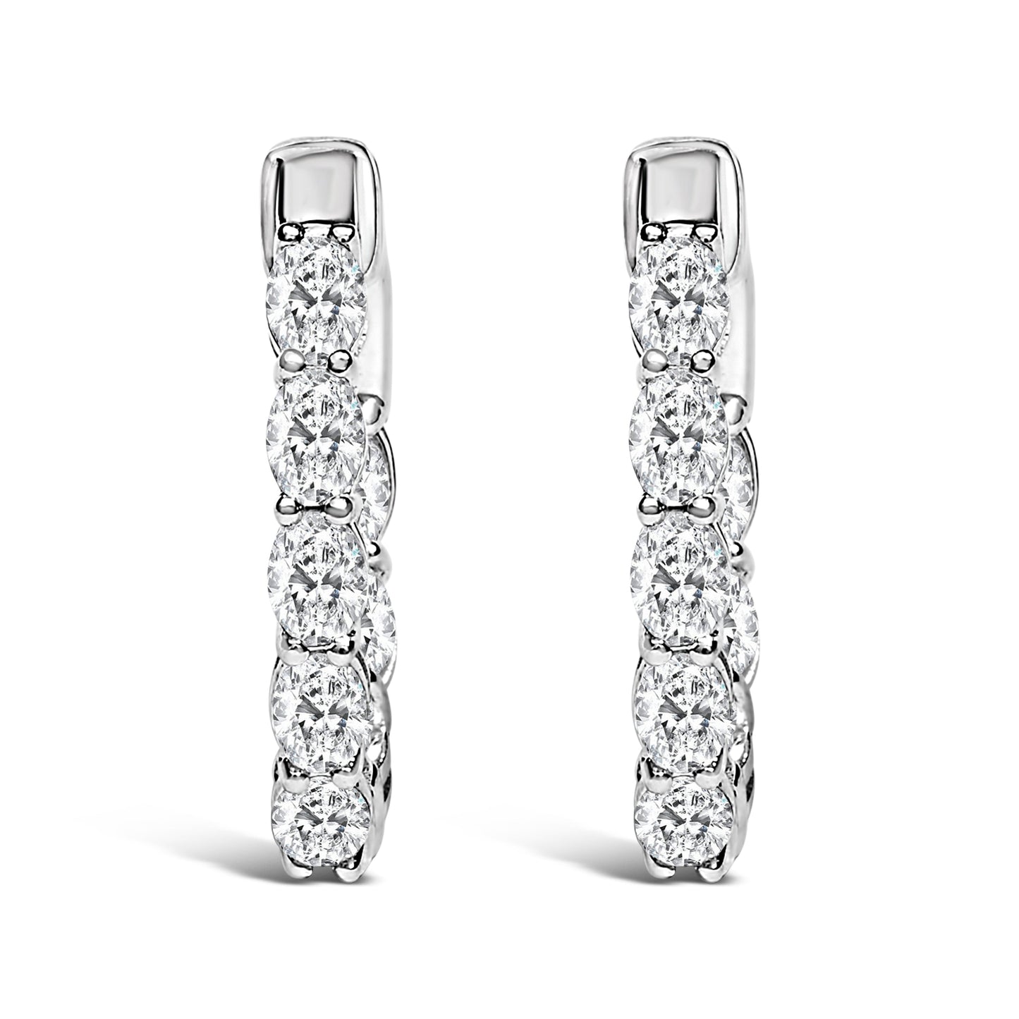 Pendientes de aro de diamantes cultivados en laboratorio de oro blanco de 14 quilates