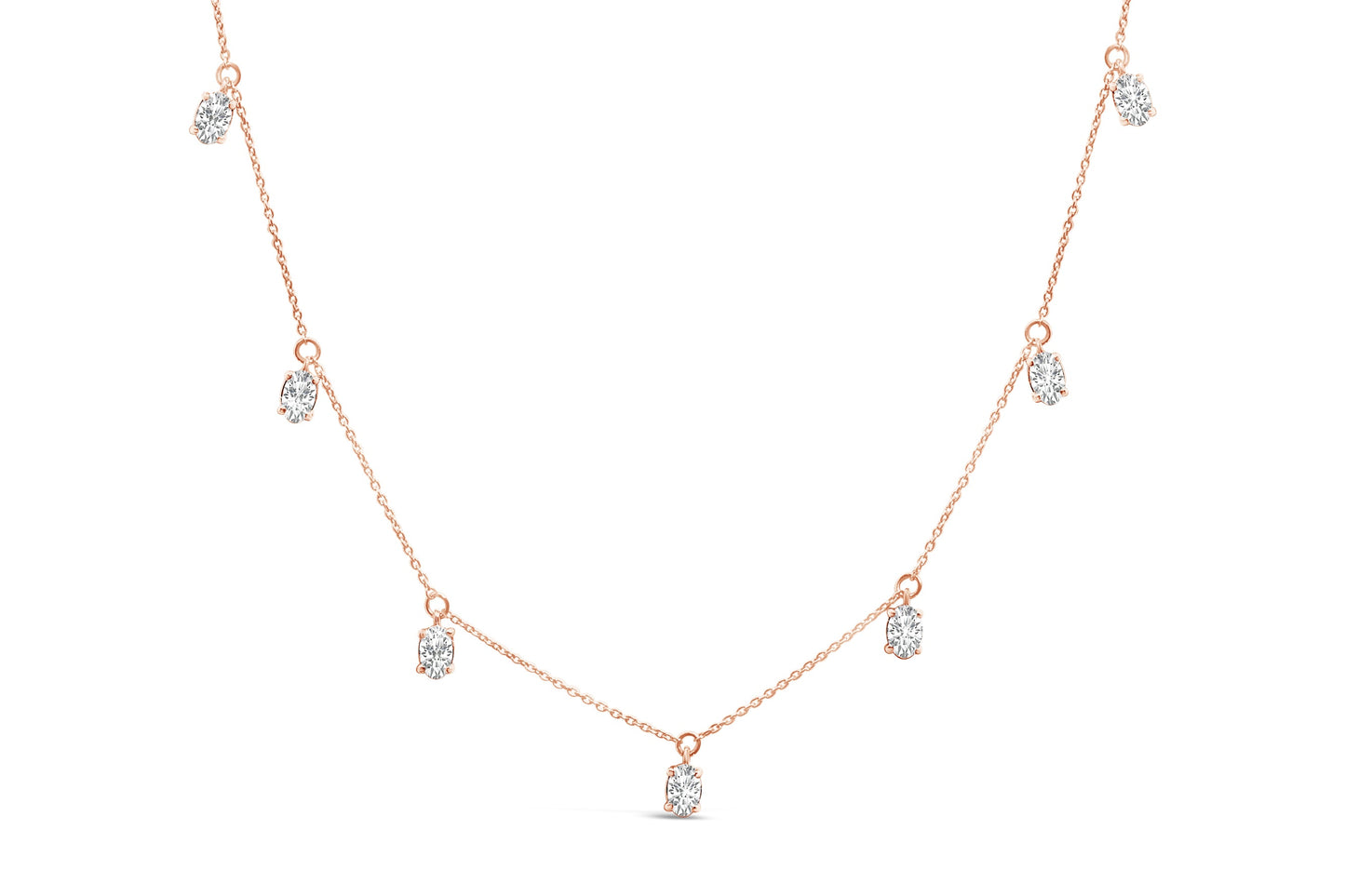 14K Rose Gold Lab Grown Diamond Dangle Necklace - 17"