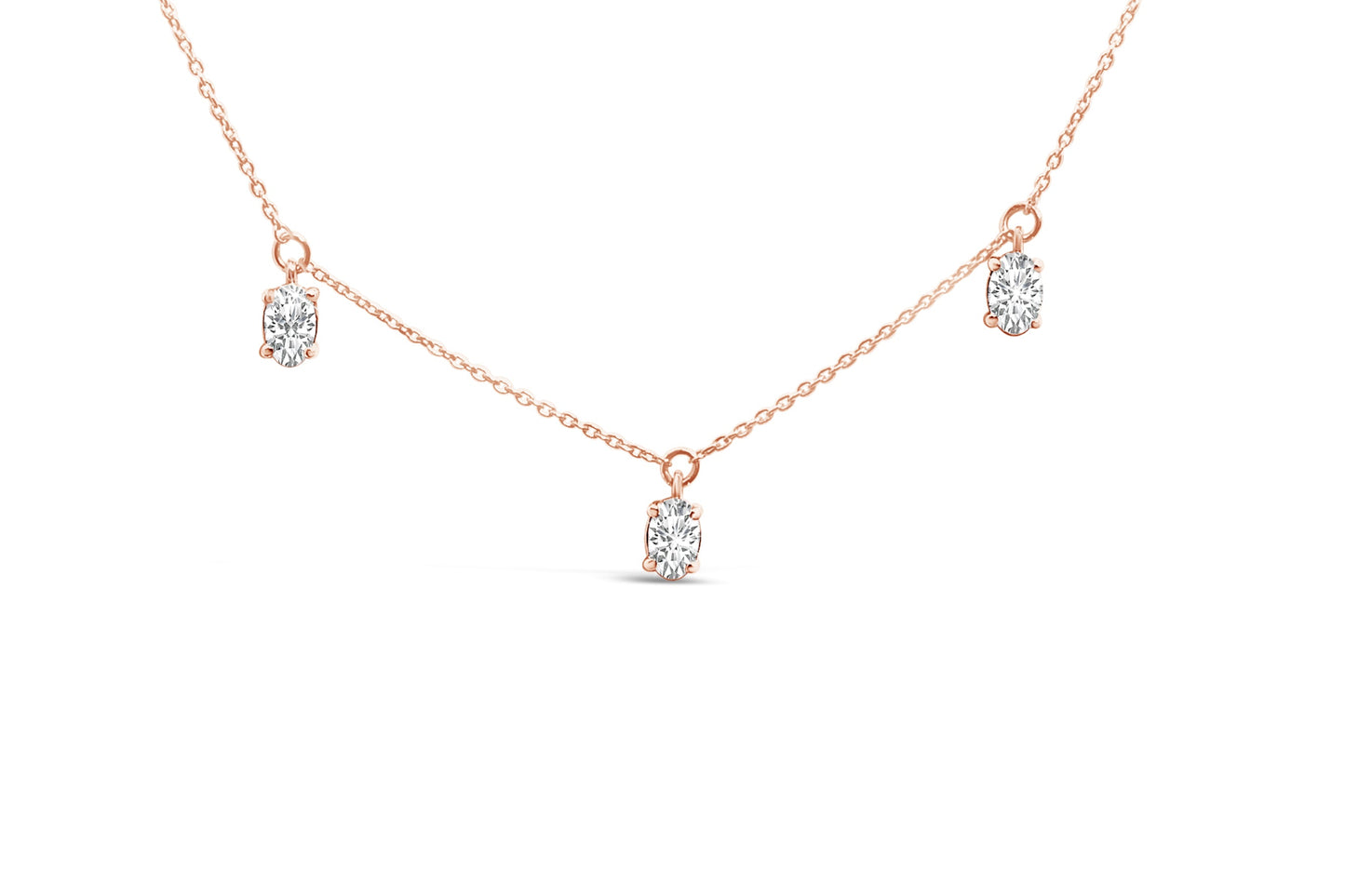 14K Rose Gold Lab Grown Diamond Dangle Necklace - 17"