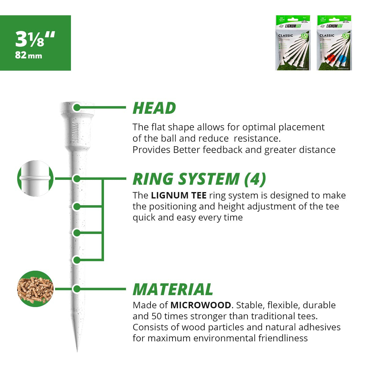 Lignum Classic Golf Tees - Korvel