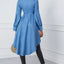 Solid Color Lantern Sleeve Tail Dress
