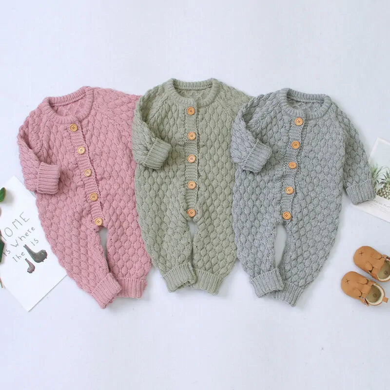 Cozy Winter Knitted Baby One-Piece