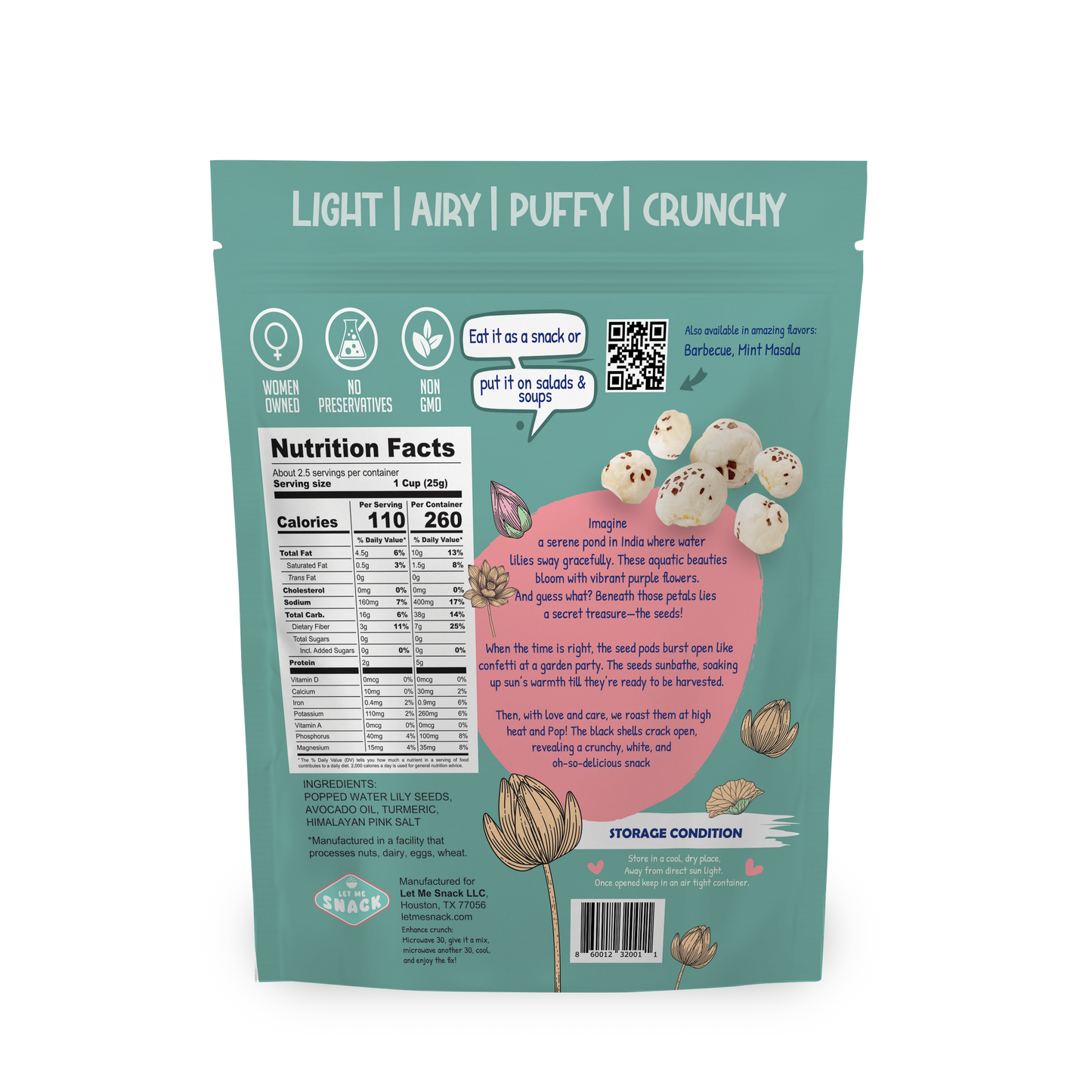 Himalayan Sunrise Popped Water Lily Seeds – Turmeric & Pink Salt Snack