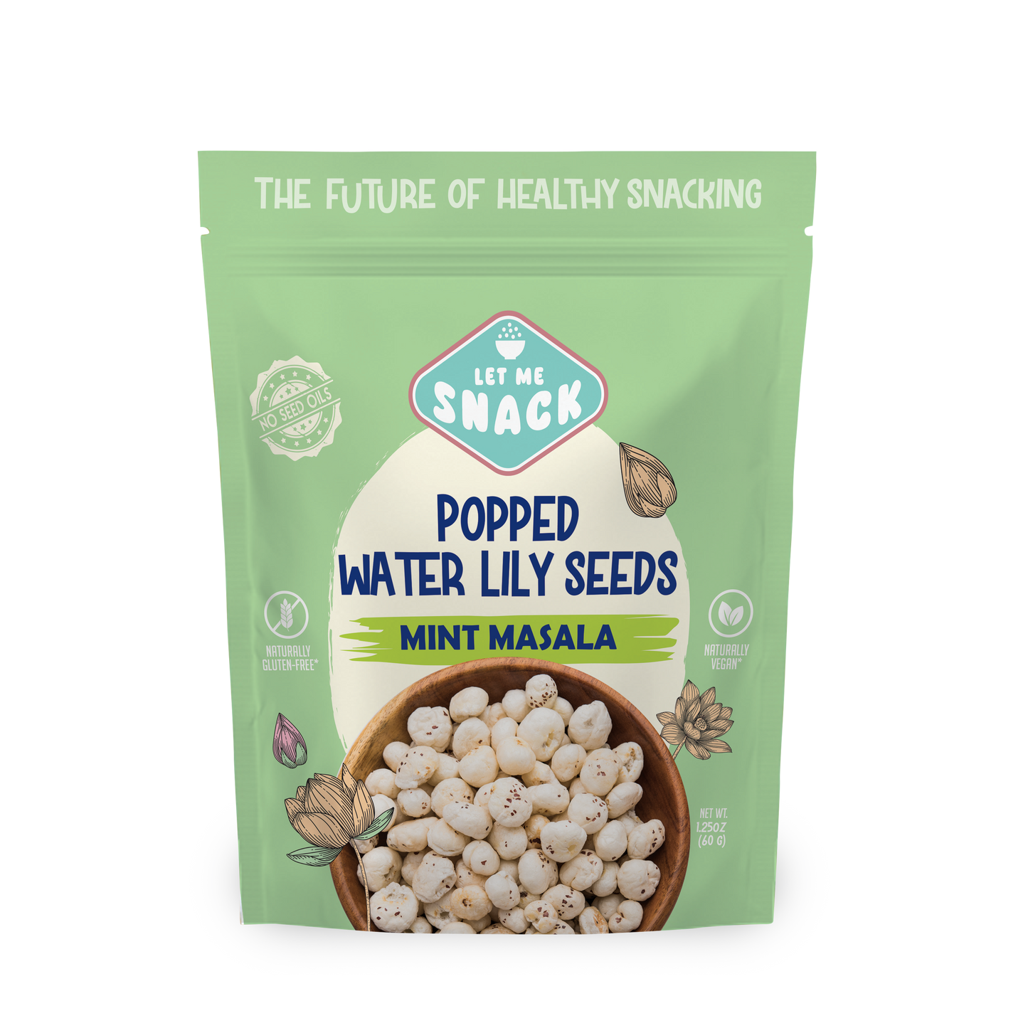 Mint Masala Popped Water Lily Seeds – Vegan, Gluten-Free Snack - Korvel