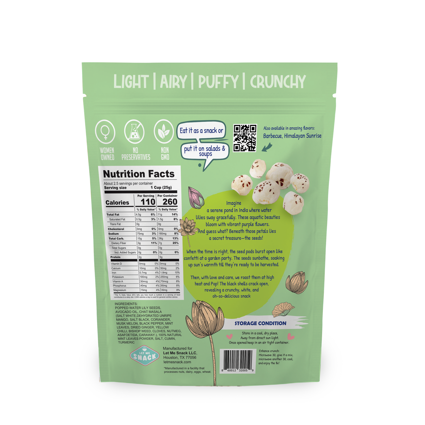 Mint Masala Popped Water Lily Seeds – Vegan, Gluten-Free Snack